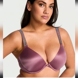 Victoria's Secret Logo Shine Strap Push-Up Satin Bra
